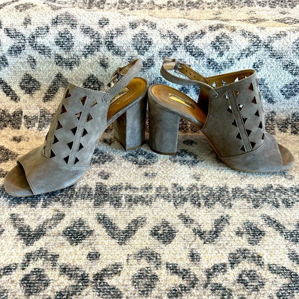 Very versatile grey Halogen heels.